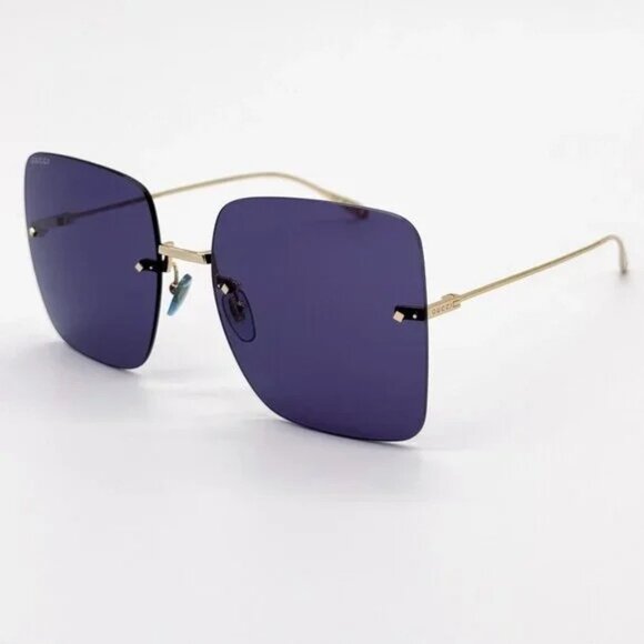 NEW GUCCI SUNGLASSES WITH EARRINGS GOLD BLUE WOMEN EYEWEAR GUCCI GG1147S 004